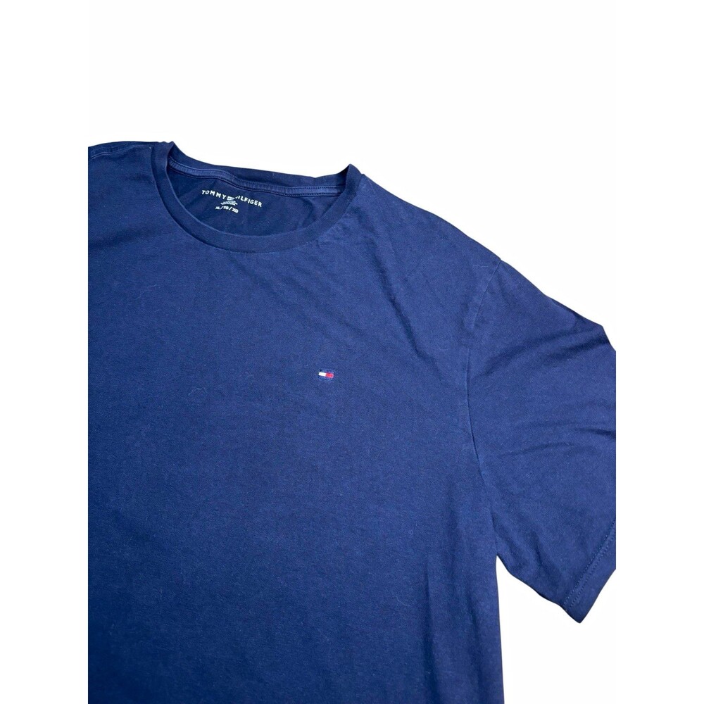 Tommy Hilfiger Mens T Shirt Size XL Crew Neck Navy Blue Solid Cotton
